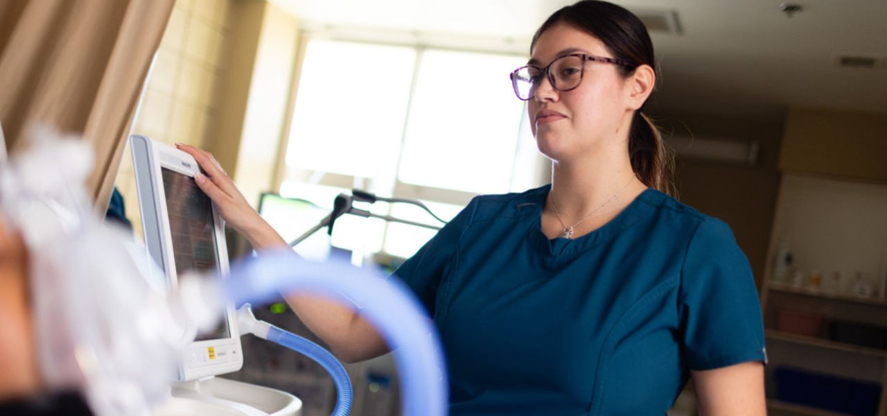 Caregiver helping patient