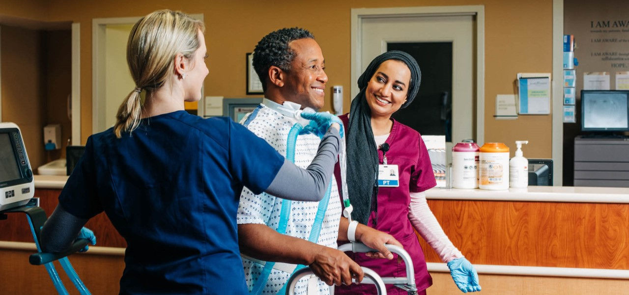 Happy patient receiving respiratory care