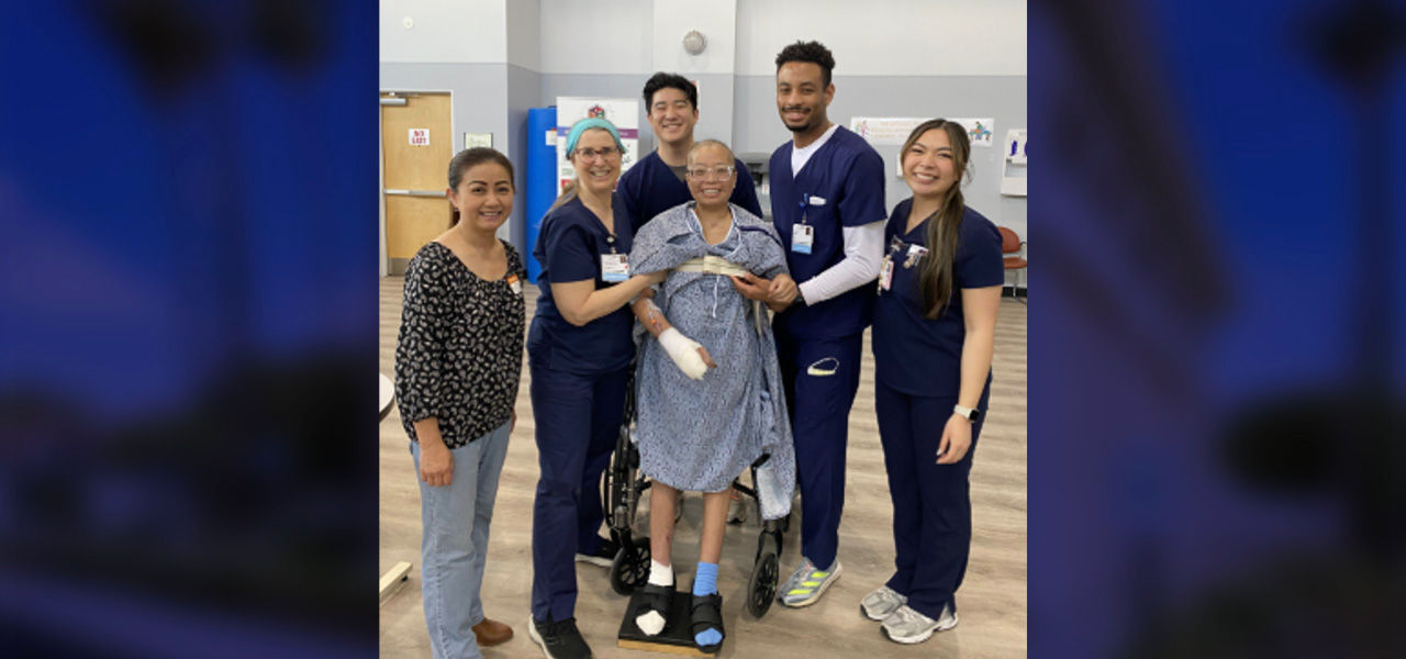 Kindred Hospital Brea patient Alice poses with her care team