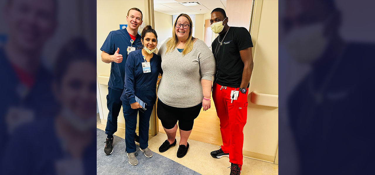 Happy patient with caregivers