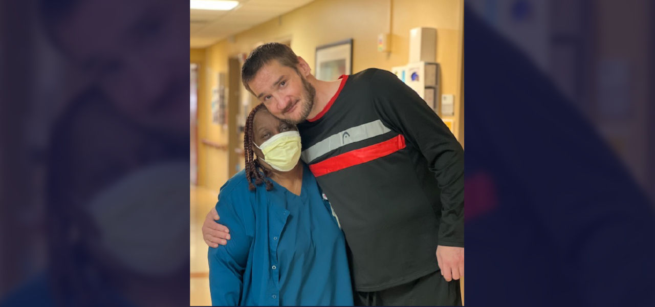 Happy patient with caregiver
