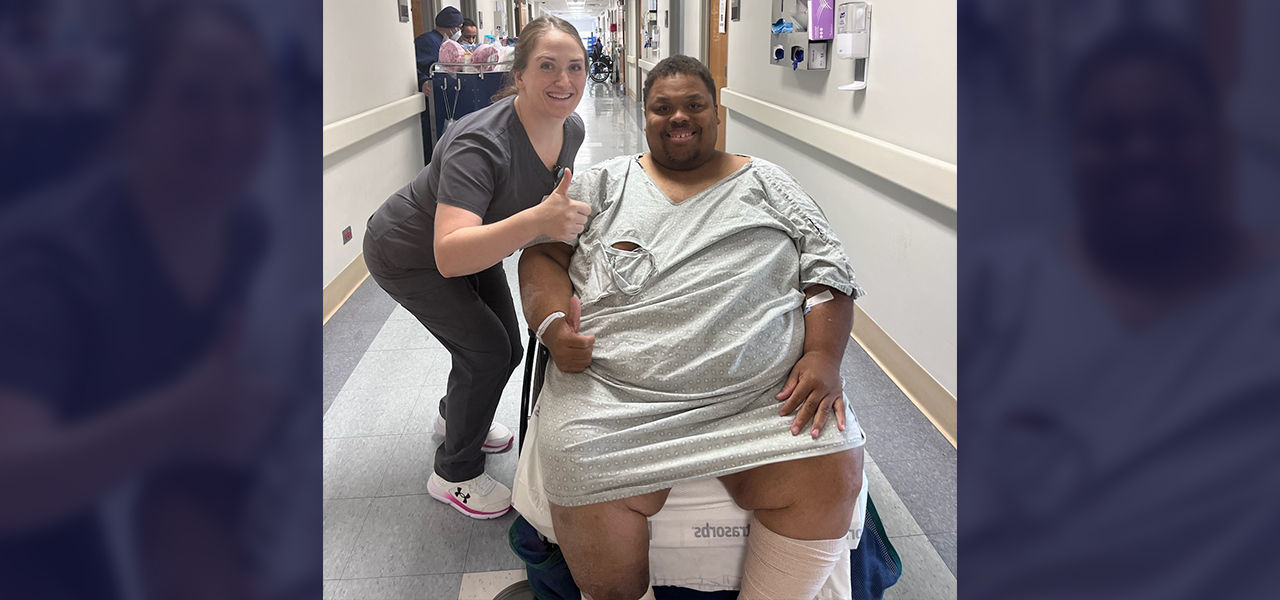 Kindred Hospital Chicago North patient Damien poses with his caregiver