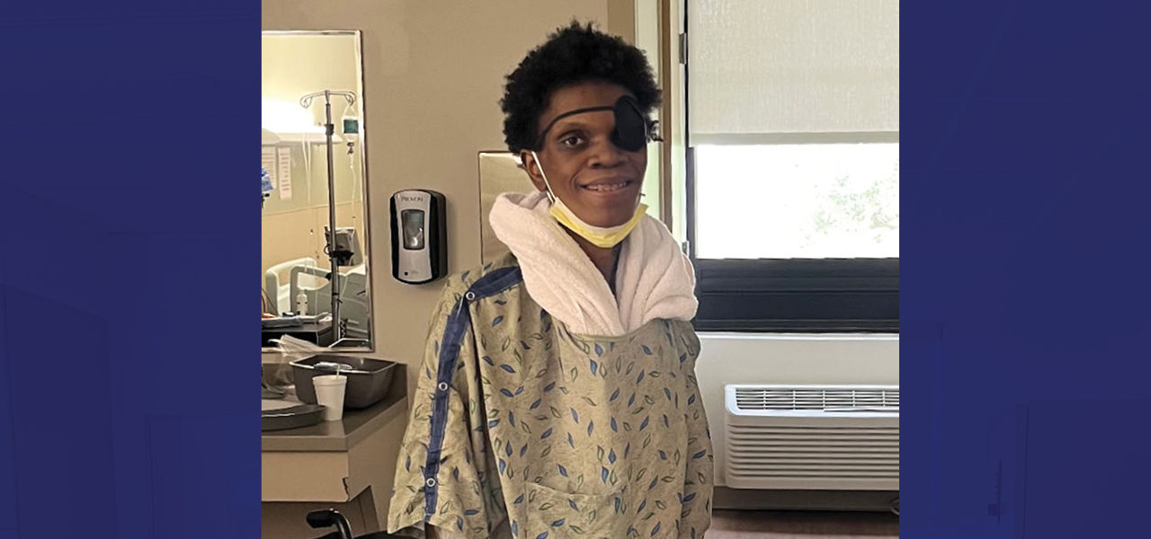 Kindred Hospital Sugar Land Patient Davion stands and poses while sharing his success story