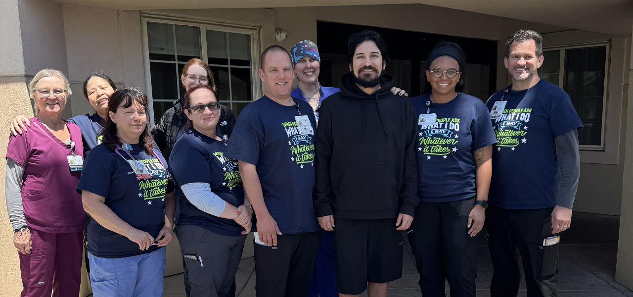 Kindred Hospital Las Vegas Flamingo patient Dillon poses with his care team