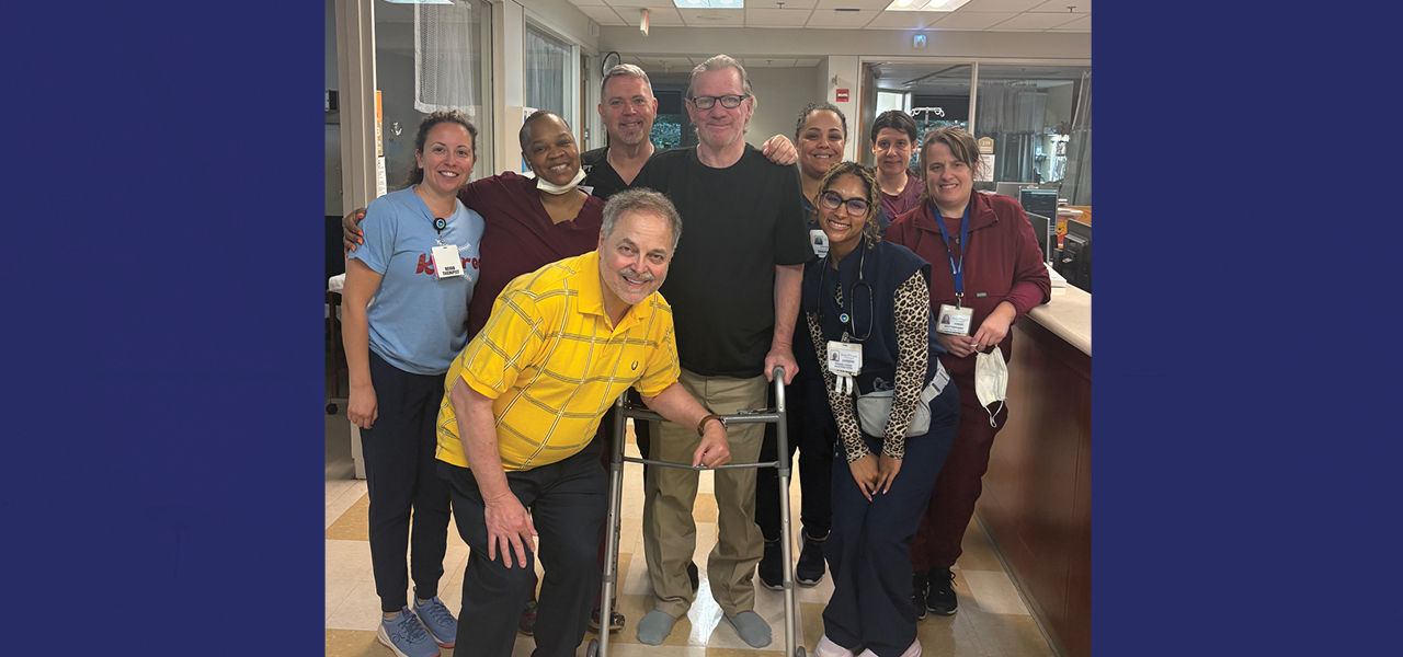Kindred Hospital Philadelphia Havertown patient Donald stands with his care team