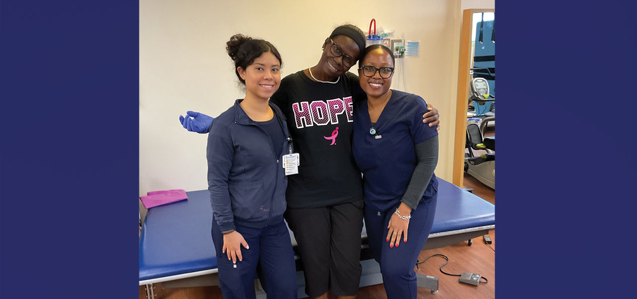 Kindred Hospital South Florida Ft Lauderdale patient Janice stands with her care team