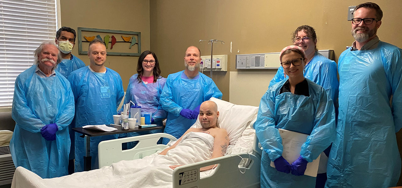 Happy patient with caregivers