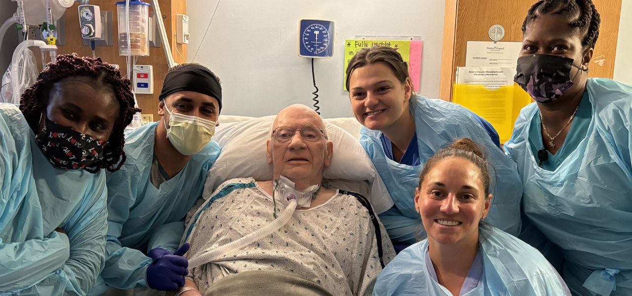 Kindred Hospital Philadelphia patient John poses with his care team