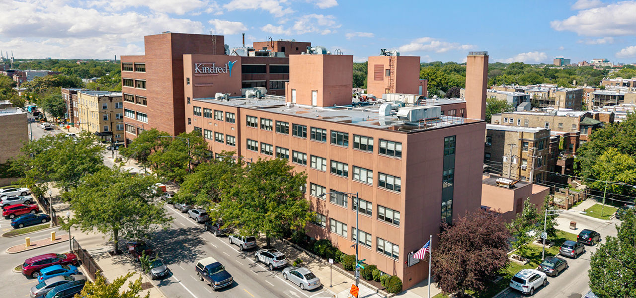 Kindred Hospital Chicago North building drone photo 