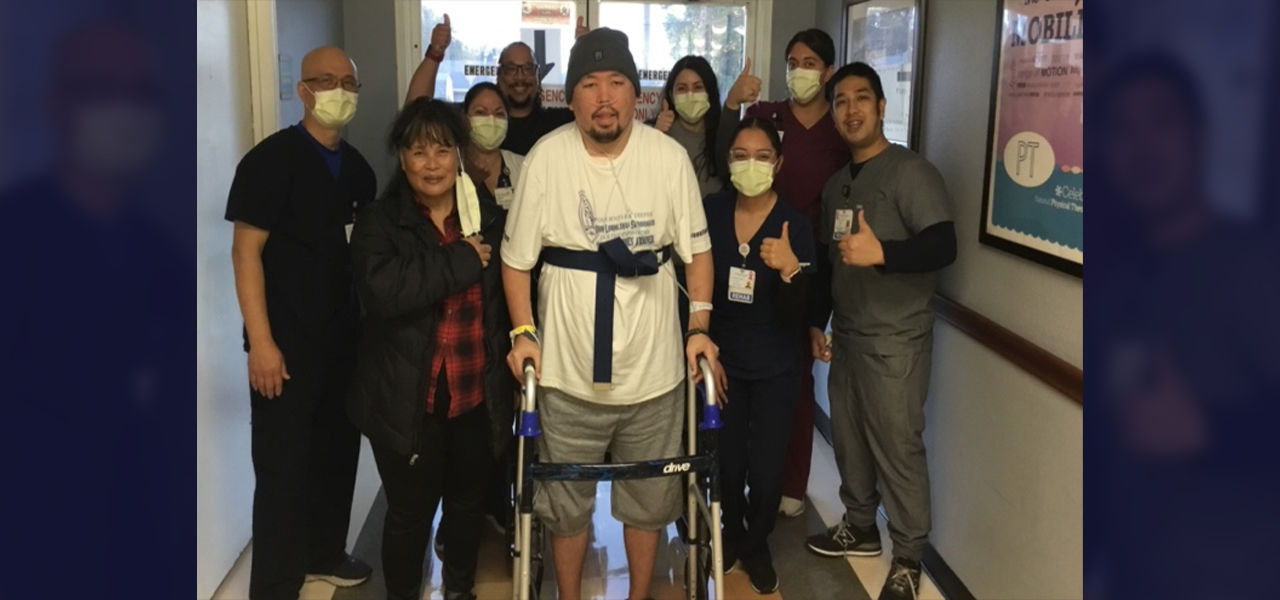 Happy patient with caregivers