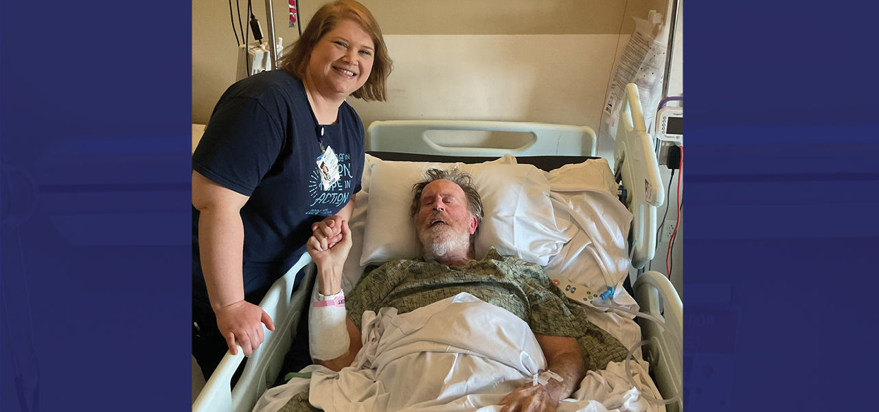 Kindred Hospital St. Louis South patient Robert poses with his nurse