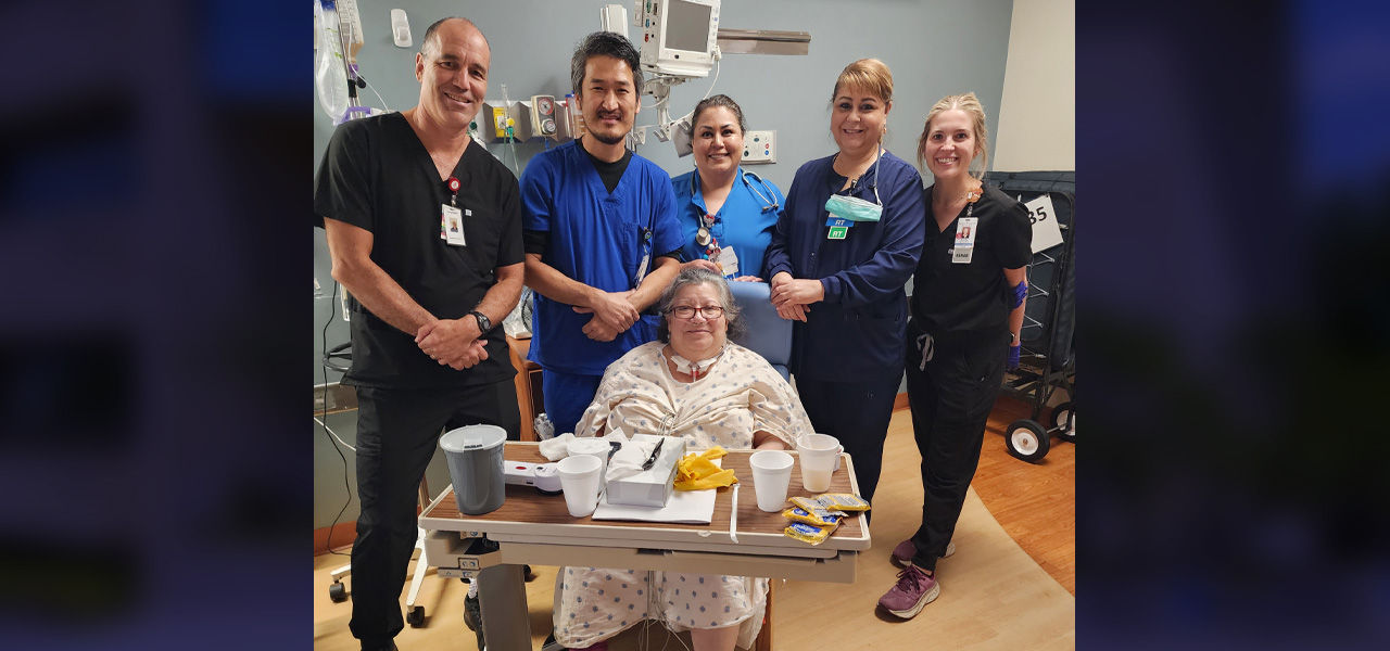 Kindred Hospital San Antonio Central patient Vicki with her care team