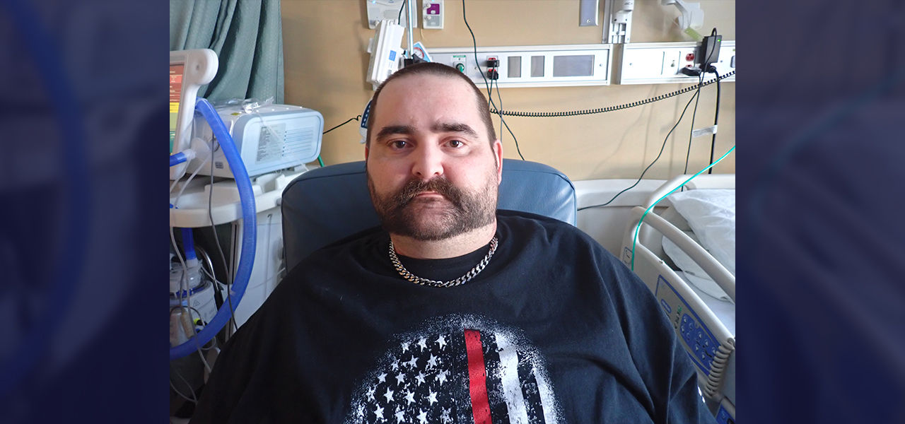 Patient sitting in hospital room